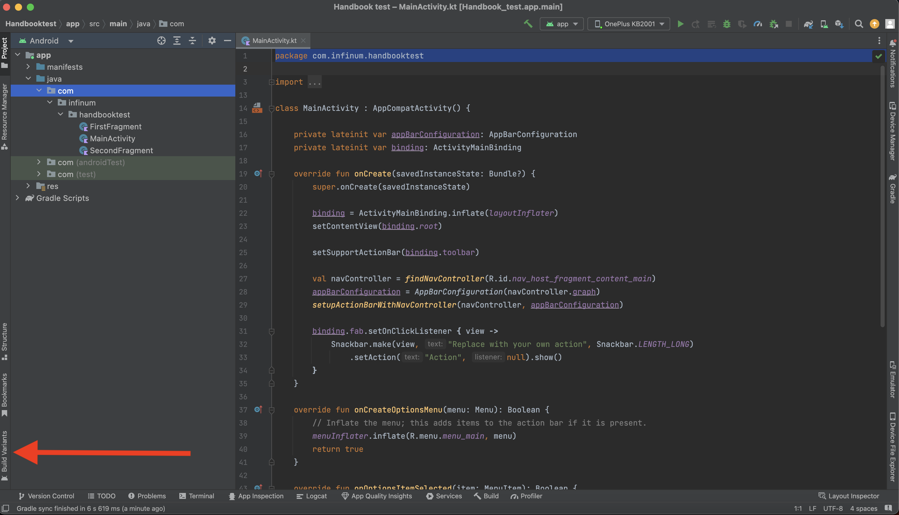 Build variant menu