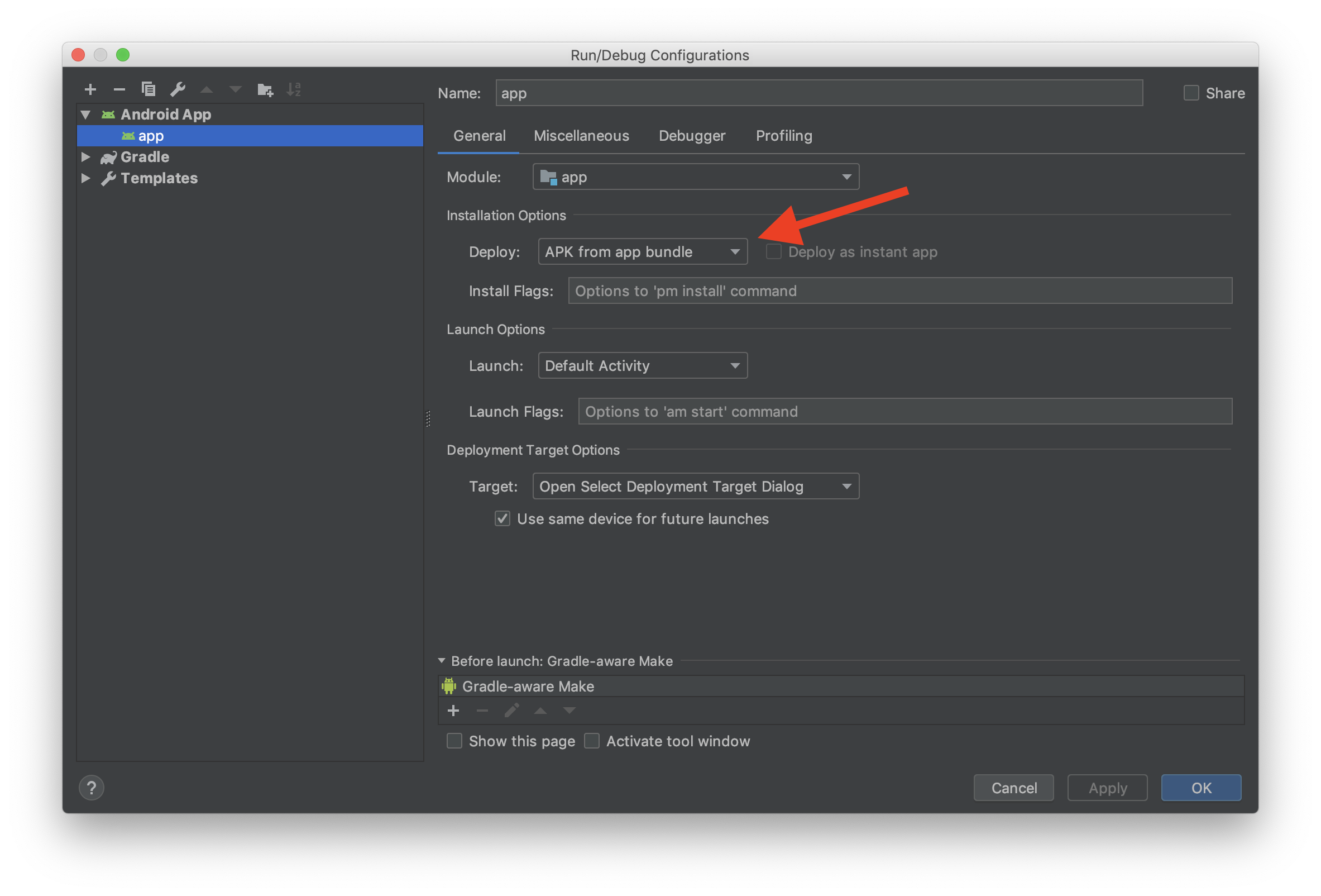 Edit configurations