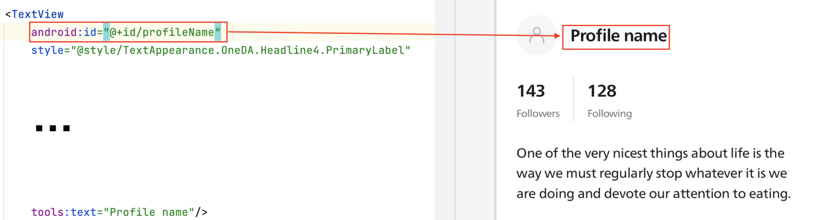 Android Static Element Example