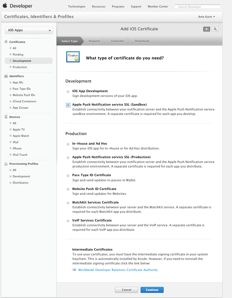 APNS Dev certificate