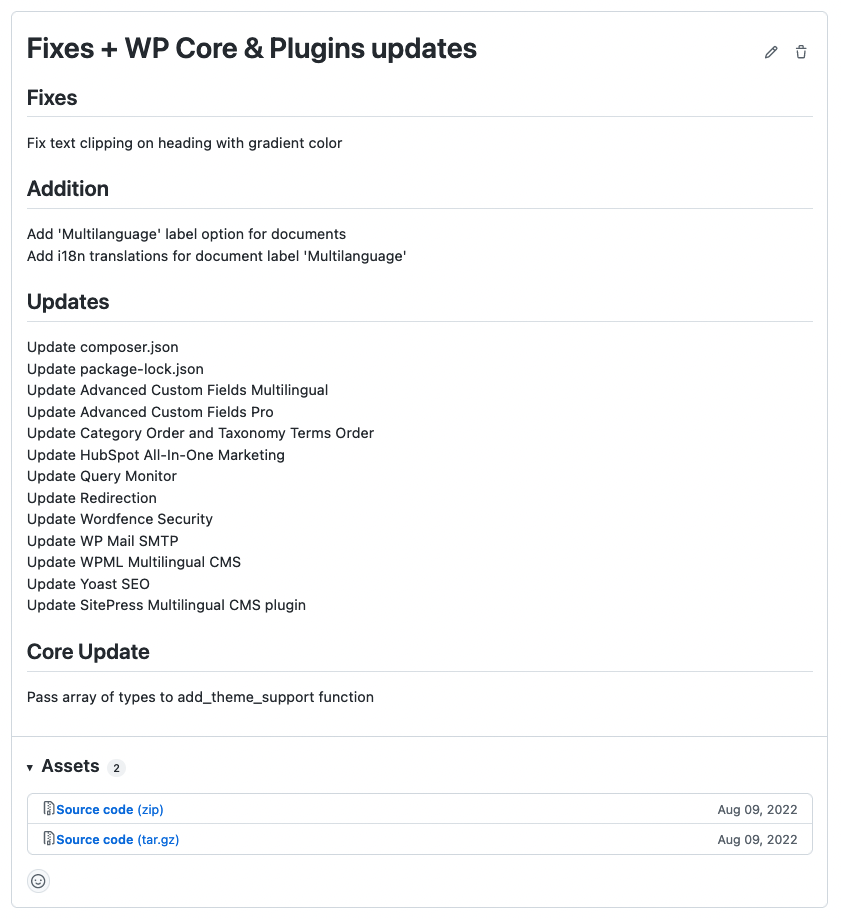 GitHub Release - description